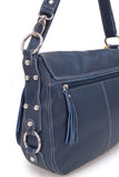 CATWALK COLLECTION HANDBAGS - Women's Large Leather Cross Body Shoulder Bag - Adjustable Shoulder Strap - COURIER - Blue