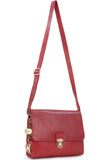 CATWALK COLLECTION HANDBAGS - Women's Shoulder Bag / Flapover Bag / Crossbody Bag - fits iPad or Tablet - Vintage Leather - DIANA - Red