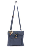 CATWALK COLLECTION HANDBAGS - Ladies Leather Cross Body Bag - Adjustable Shoulder Strap - DISPATCH - Dark Blue / Navy