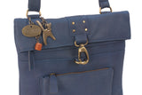 CATWALK COLLECTION HANDBAGS - Ladies Leather Cross Body Bag - Adjustable Shoulder Strap - DISPATCH - Dark Blue / Navy