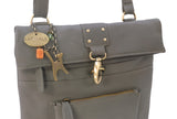 CATWALK COLLECTION HANDBAGS - Ladies Leather Cross Body Bag - Adjustable Shoulder Strap - DISPATCH - Grey