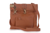 CATWALK COLLECTION HANDBAGS - Ladies Leather Cross Body Bag - Adjustable Shoulder Strap - DISPATCH - Tan