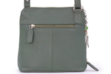 CATWALK COLLECTION HANDBAGS - Women's Medium Leather Cross Body Bag /Shoulder Bag with Long Adjustable Strap - ELEANOR - Green