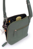 CATWALK COLLECTION HANDBAGS - Women's Medium Leather Cross Body Bag /Shoulder Bag with Long Adjustable Strap - ELEANOR - Green