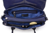 CATWALK COLLECTION HANDBAGS - Ladies’ Vintage Leather Top Handle Cross Body Bag -   Women's Work Organiser Work - iPad / Tablet Bag - ELLA - Blue