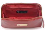 CATWALK COLLECTION HANDBAGS -  Women's Vintage Leather Cosmetic Clutch / Makeup Pouch / Travel Beauty Bag - EMMA - Red