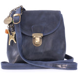 CATWALK COLLECTION HANDBAGS - Ladies Leather Cross Body Bag - Adjustable Shoulder Strap - FRANKIE - Blue