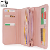 CATWALK COLLECTION HANDBAGS - Ladies Matinee Zip Purse with Gift Box - Real Leather with RFID Protection Available - Credit Card Wallet with Zip Coin Compartment - GEMMA - Pink - RFID