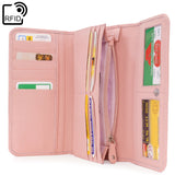 CATWALK COLLECTION HANDBAGS - Ladies Matinee Zip Purse with Gift Box - Real Leather with RFID Protection Available - Credit Card Wallet with Zip Coin Compartment - GEMMA - Pink - RFID