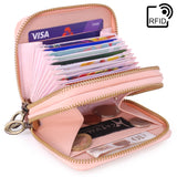 CATWALK COLLECTION HANDBAGS - ISLA - Ladies Luxury Small Organiser Zip Purse with Gift Box - Quality Leather RFID Protection - Credit Card Wallet with Coin Compartment - Pink