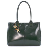 CATWALK COLLECTION HANDBAGS - Women's Large Vintage Leather Tote / Shoulder Bag - KENSINGTON - Green