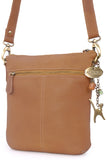 CATWALK COLLECTION HANDBAGS - Women's Leather Cross Body Bag with Detachable Adjustable Strap - LAURA - Tan