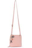 CATWALK COLLECTION HANDBAGS - Women's Small Leather Cross Body Bag / Mini Shoulder Bag with Long Adjustable Strap - LENA - Pink