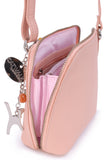 CATWALK COLLECTION HANDBAGS - Women's Small Leather Cross Body Bag / Mini Shoulder Bag with Long Adjustable Strap - LENA - Pink