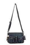 CATWALK COLLECTION HANDBAGS - Ladies Leather Cross Body Bag - Adjustable Shoulder Strap - LOUISA - Blue