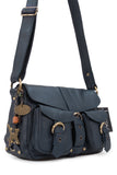 CATWALK COLLECTION HANDBAGS - Ladies Leather Cross Body Bag - Adjustable Shoulder Strap - LOUISA - Blue