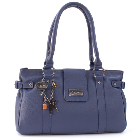 CATWALK COLLECTION HANDBAGS - Women's Leather Top Handle / Shoulder Bag - MARTINA - Blue