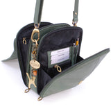 CATWALK COLLECTION HANDBAGS - Women's Leather Cross Body Shoulder Bag - Organiser Messenger with Long Adjustable Strap - METRO - Green