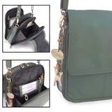 CATWALK COLLECTION HANDBAGS - Women's Leather Cross Body Shoulder Bag - Organiser Messenger with Long Adjustable Strap - METRO - Green