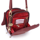 CATWALK COLLECTION HANDBAGS - Women's Leather Cross Body Shoulder Bag - Organiser Messenger with Long Adjustable Strap - METRO - Red