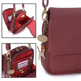 CATWALK COLLECTION HANDBAGS - Women's Leather Cross Body Shoulder Bag - Organiser Messenger with Long Adjustable Strap - METRO - Red