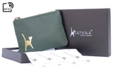 CATWALK COLLECTION HANDBAGS - Ladies Small Embossed Zip Purse with Gift Box - Quality Real Leather RFID Protection - Credit Card and Coin Compartment - MIMI - Green Gold