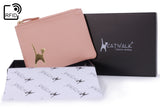 CATWALK COLLECTION HANDBAGS - Ladies Small Embossed Zip Purse with Gift Box - Quality Real Leather RFID Protection - Credit Card and Coin Compartment - MIMI - Pink Gold