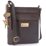 CATWALK COLLECTION HANDBAGS - Ladies Small Leather Cross Body Bag -  Women's Messenger Bag - iPhone / Smartphone - NADINE - Brown