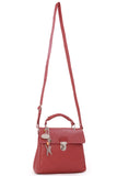 CATWALK COLLECTION HANDBAGS - Women's Vintage Leather Cross Body / Top Handle Bag with Detachable Shoulder Strap - PANDORA - Red