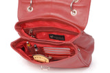 CATWALK COLLECTION HANDBAGS - Women's Vintage Leather Cross Body / Top Handle Bag with Detachable Shoulder Strap - PANDORA - Red