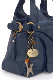 CATWALK COLLECTION HANDBAGS - Women's Leather Top Handle / Shoulder Bag - ROXANNA - Blue