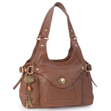 CATWALK COLLECTION HANDBAGS - Women's Leather Top Handle / Shoulder Bag - ROXANNA - Tan