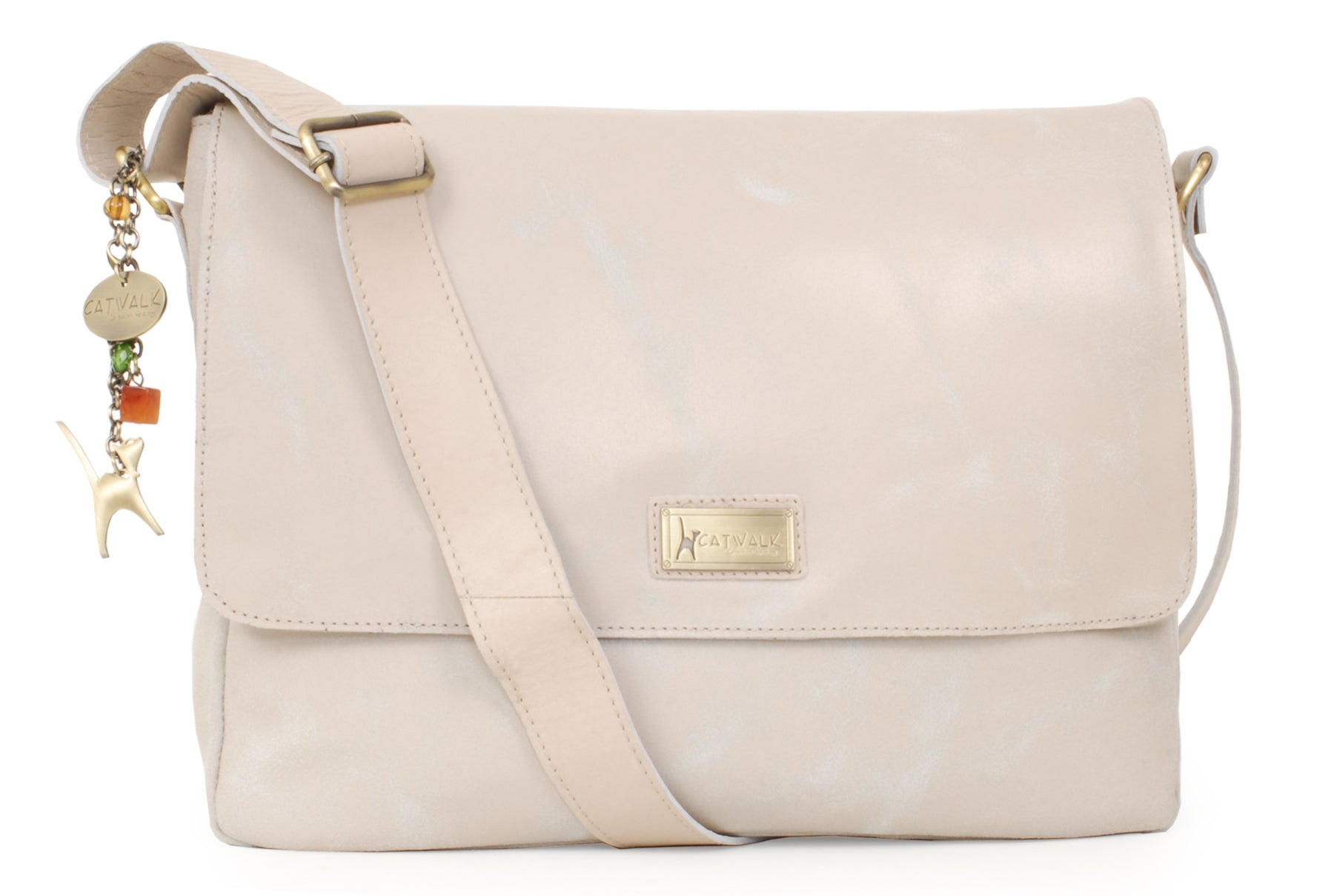 Catwalk Sabine - Women's Distressed Leather Messenger Bag Large
