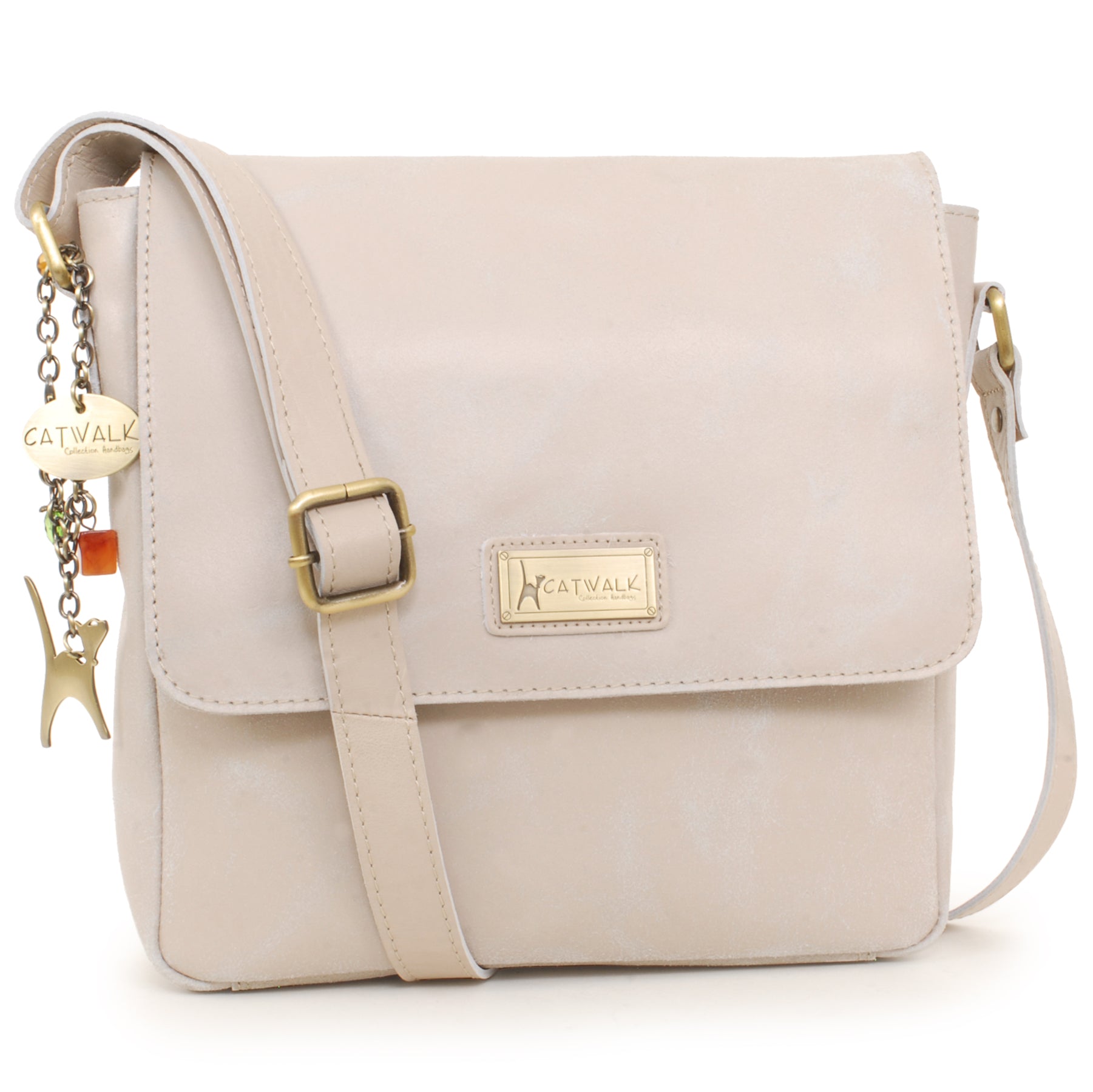Catwalk Sabine - Women's Distressed Leather Messenger Bag Medium