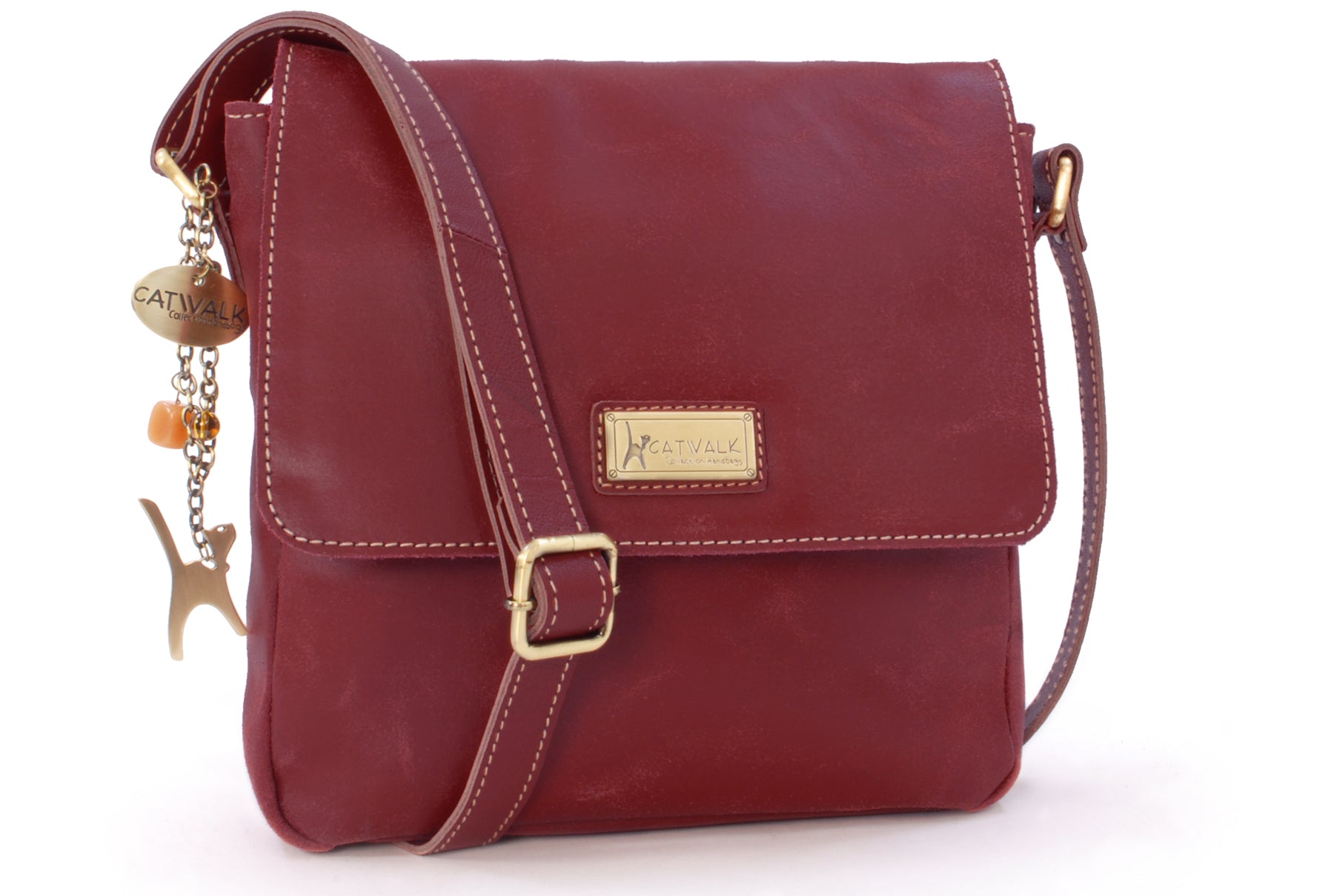 Catwalk Sabine - Women's Distressed Leather Messenger Bag Medium