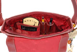 CATWALK COLLECTION HANDBAGS - Ladies Small Distressed Leather Cross Body Bag -   Women's Messenger Organiser Work Bag - iPhone / Smartphone - SABINE S - Red