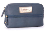 CATWALK COLLECTION HANDBAGS - Compact Camera Case - Genuine Leather - Accessories Pouch For Handbag - Small Travel Bag - Multi Use - SAVANNAH - Blue