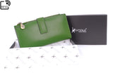 CATWALK COLLECTION HANDBAGS - Ladies Organiser Purse With Gift Box - Real Leather with RFID Protection - 20 Credit Card Wallet With Zip Coin plus a Mobile Phone Compartment - STELLA - Green