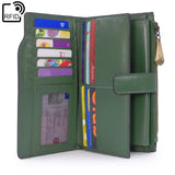 CATWALK COLLECTION HANDBAGS - Ladies Organiser Purse With Gift Box - Real Leather with RFID Protection - 20 Credit Card Wallet With Zip Coin plus a Mobile Phone Compartment - STELLA - Green