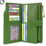 CATWALK COLLECTION HANDBAGS - Ladies Organiser Purse With Gift Box - Real Leather with RFID Protection - 20 Credit Card Wallet With Zip Coin plus a Mobile Phone Compartment - STELLA - Green