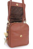 CATWALK COLLECTION HANDBAGS - Women's Leather Cross Body Shoulder Bag - Organiser Messenger with Long Adjustable Strap - TEAGAN - Chestnut