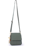 CATWALK COLLECTION HANDBAGS - Women's Leather Cross Body Shoulder Bag - Organiser Messenger with Long Adjustable Strap - TEAGAN - Dark Green