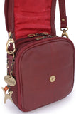 CATWALK COLLECTION HANDBAGS - Women's Leather Cross Body Shoulder Bag - Organiser Messenger with Long Adjustable Strap - TEAGAN - Red