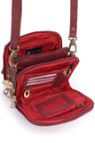 CATWALK COLLECTION HANDBAGS - Women's Leather Cross Body Shoulder Bag - Organiser Messenger with Long Adjustable Strap - TEAGAN - Red