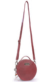 CATWALK COLLECTION HANDBAGS - Small Round Shaped Shoulder Bag - Circular Crossbody Bag - Genuine Leather - TIFFANY - Red CS