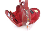 CATWALK COLLECTION HANDBAGS - Small Round Shaped Shoulder Bag - Circular Crossbody Bag - Genuine Leather - TIFFANY - Red CS