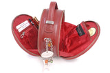 CATWALK COLLECTION HANDBAGS - Small Round Shaped Shoulder Bag - Circular Crossbody Bag - Genuine Leather - TIFFANY - Red CS