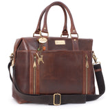 CATWALK COLLECTION HANDBAGS - Genuine Leather Holdall - Large Overnight / Travel / Business / Weekend / Gym Sports Duffle Bag - VIENNA - Brown