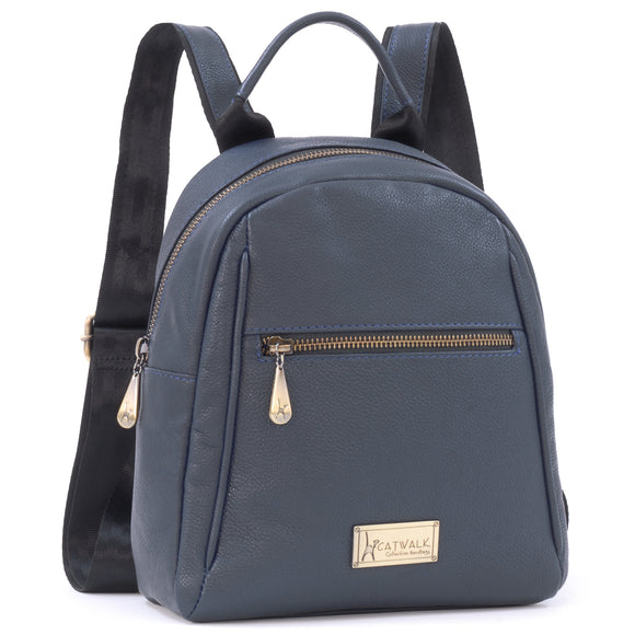 CATWALK COLLECTION HANDBAGS - Women's Leather Fashion Backpack / Rucksack - Casual Daypack - ZOEY - Blue