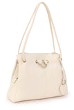 GIGI - Women's Leather Shoulder Bag - OTHELLO 4323 - with heart keyring charm - Cream